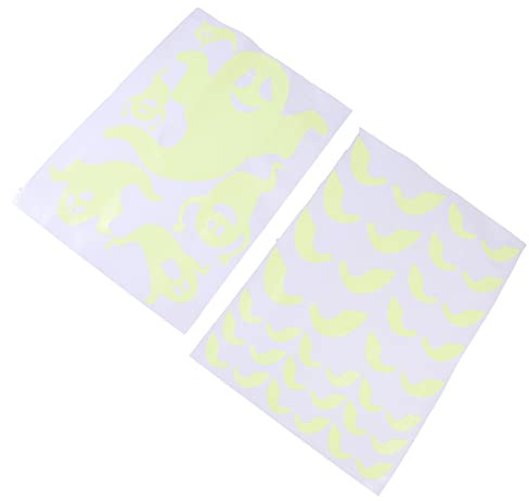 HOLIDYOYO 2blätter Halloween Leuchtende Fensteraufkleber Fluoreszierende Gruselige Sticker Für Fenster Türen Und Wände Für Halloween-dekoration Einfach Zu Kleben Und Entfernen Glow The