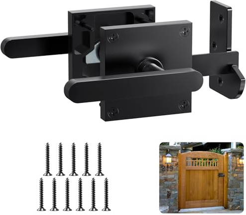 Aglehome Doppelseitiger Torriegel, robuster Torriegel für Holzzaun, schwarzer Zauntorriegel mit Griffen, robuster Torriegel für Holztore, Pooltor, Hinterhof, Garten