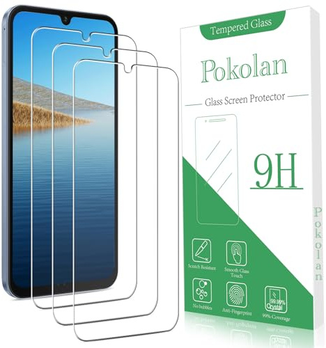 Pokolan Lot de 3 Verre Trempé pour Samsung Galaxy A16 5G | Film Protection écran Anti Empreinte, Anti Rayures, Sans Bulles, Dureté 9H, HD Vitre Protecteur