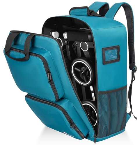 AKOZLIN Sac à dos de voyage pliable pour poussette - 36,1 x 22,1 x 52,1 cm - Compatible avec poussette GB Pockit+ All City/GB Pockit Air All Terrain/Gb Pockit - Bleu (sac uniquement)