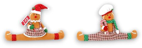 Paraspifferi Porta Finestra Imbottito salsicciotto con omino zenzero di Natale in Stoffa Lunghezza 63 cm Colore biscotto marrone sottoporta Decorazione Natalizia Babbo Natale
