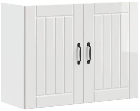 vidaXL Kitchen Wall Cabinet Lucca High Gloss White Engineered Wood - Storage Solution/Wall Mounted Design - 80x31x60 cm