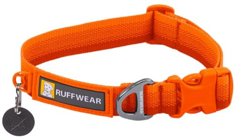 Ruffwear Front Range Large Dog Collar, Pet Collar with Aluminum V-ring Lead Attachment, Comfortable & Strong with Side Buckle & Webbing for Dog Walking, Size 279mm-355mm, Blaze Orange, Size S
