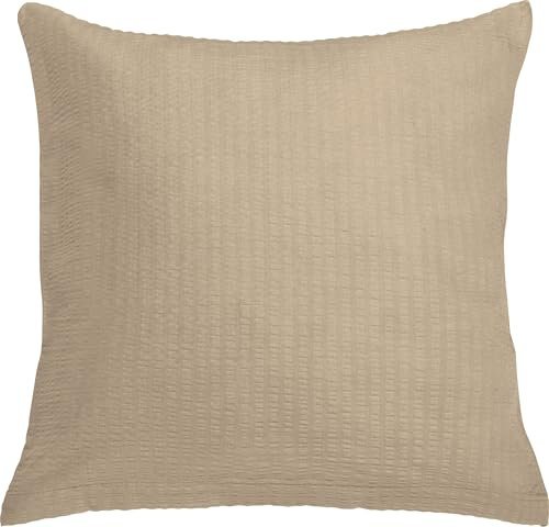 Erwin Müller Kuschelkissenbezug Edel-Seersucker Uni Serie Wertingen - für die warme Jahreszeit, temperaturausgleichend, pflegeleicht, mit Reißverschluss - Taupe Größe 40x40 cm
