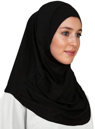 Lina & Lily Jersey Al Amira Instant Hijab Kopftuch für Muslimische Frauen One-Piece (Schwarz)