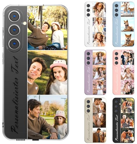 LSXYHQLD Personalisierte Handyhülle Mit Foto Text für Samsung Galaxy S25 5G, Handyhülle Selbst Gestalten mit Eigenem Bild Text, TPU Personalisiert Case Hülle mit Bild