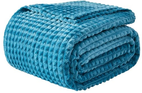 EMME Kuscheldecke Flauschige - 3D-Touch-Erlebnis Fleecedecke, Weiche Warme Wolldecke Überwurfdecke, Couchdecke, Decke für Sofa, Tagesdecke, Wohndecke, Türkis, 130 x 150 cm
