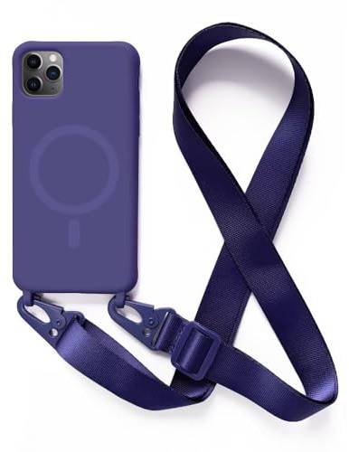 2NSPDRGNI Crossbody Case Compatible with iPhone 11 Pro,Wireless Charging Shell with Adjustable Neck Cord Lanyard Strap,Blue