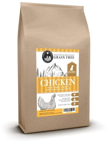 Chicken with Turkey, Salmon, Sweet Potato & Carrot | High Protein, Omega 3, Joint Support, Skin & Coat Care, No Grains or Artificial Additives | 12kg