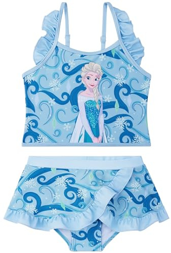 Disney Moana | La Sirenita | Frozen Bikini Niña, Bikini Set 2 Piezas, Tirantes Ajustables Top Niña y Braguitas, Ropa de Baño para Niños