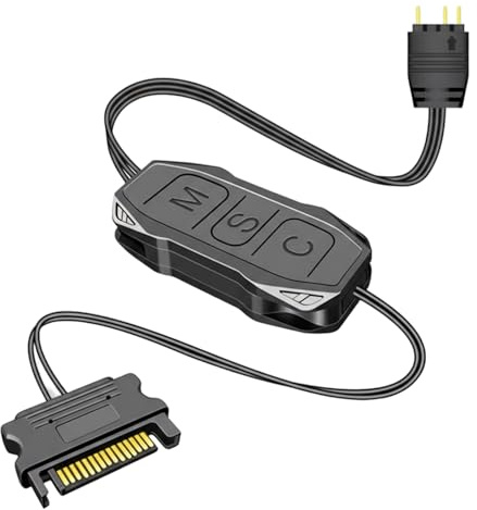 Mlifleue 5V 3PIN ARGB Controller, SATA 15-Pin to ARGB 3-Pin, SATA Power RGB PC Fan Controller, Splitter Cable for DIY Fans LED Light Strip Lighting Board (1Pcs)