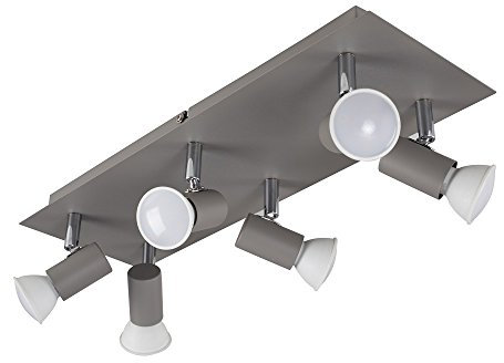MiniSun | Modern Rectangular Cement/Stone Effect 6 Way Adjustable GU10 Ceiling Spotlight | Home Décor, Bedside & Desk Lamp