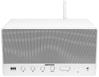 MEDION P61071 Multiroom Lautsprecher (Internetradio (über App),Spotify Connect, WLAN/WiFi, DLNA, USB, AUX, integrierter Subwoofer) weiß