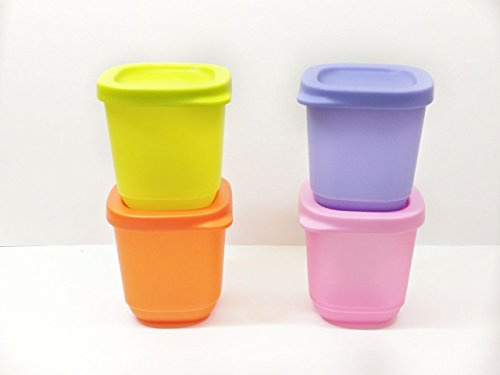 Tupperware Plastic Fridge and Take Away Containers Cubix Small (110ml Multicolour) - Set of 4