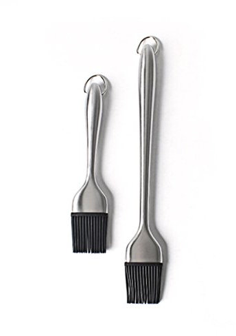 OUNONA Grillpinsel Silikon BBQ-Pinsel Bratpinsel mit Edelstahl Griff f¨¹r Grill Fleisch Kuchen Geb? 2 St¨¹cke (30 cm + 20 cm)