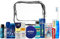 Air plane cabin compatible 13-piece travel set for men bundle, Foldable travel toothbrush,Men showergel,Nivea Deo,shaving gel, Listerine, Nivea Crème, Dental floss, Ultrex shampoo, all under 100ml