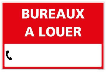 Panneau Immobilier Bureaux à Louer - Rouge - Plastique Rigide AKILUX 3,5mm - Dimensions 600x400 mm - Livré avec Une Planche de Chiffres - Protection Anti-UV