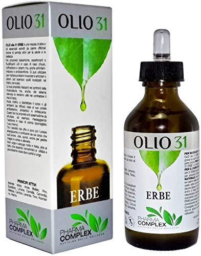 Olio 31 Alle Erbe 100% Naturale Originale Puro, Balsamico Profumato Pino Eucalipto Per Massaggi Aromaterapia, Calma Raffreddore, Ipoallergenico Senza Parabeni (1X100 ML)