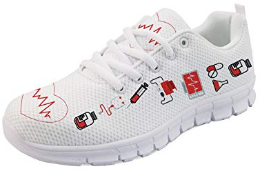 Showudesigns Damen Laufschuhe Atmungsaktiv Turnschuhe Schnürer Sportschuhe Sneaker Cartoon Bär Nurse