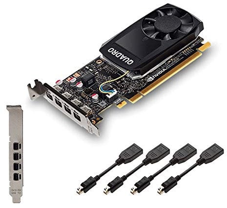Nvidia Quadro P1000 Professional PCIe Express 4GB GDDR5 4X Mini DisplayPort Low & High Profile Graphics Card - Black - Includes 8 Display Cables - New Regular OEM Card Boxed
