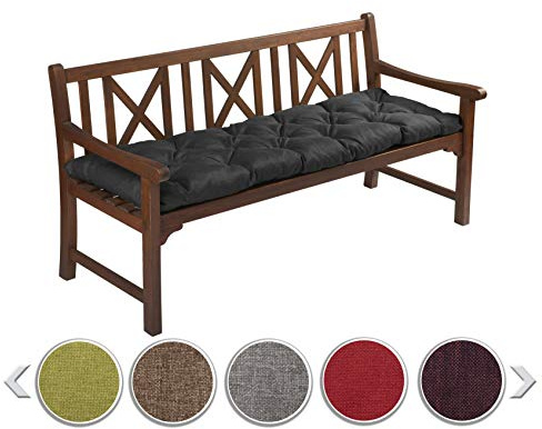 sunnypillow Bankauflage Outdoor, Bankkissen für Bank 190x50cm, Schwarz | Sitzkissen für Hollywoodschaukel, Polsterauflage, Auflage für Gartenbank, Gartenkissen, Stuhlkissen für Gartenmöbel