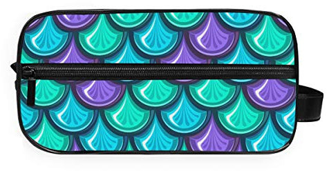 FANTAZIO Badezimmer Aufbewahrungstasche Make-up Tasche grün lila Fluss Fisch Schuppen Muster Kosmetiktasche Wash Gargle Bag