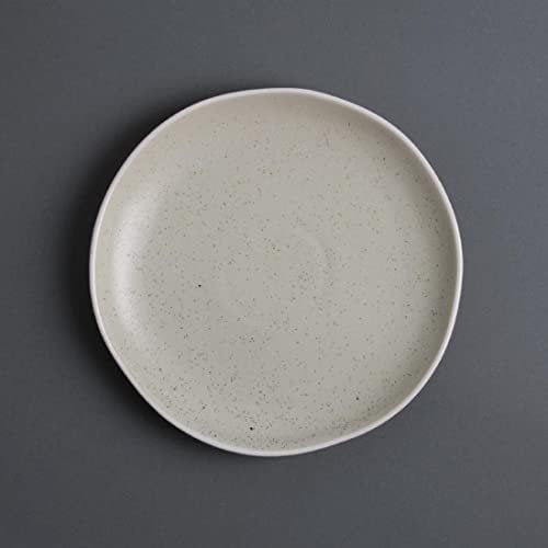 Olympia Chia Rustic Plates Set 205 mm/8 inch (Pack of 6), Sand Coloured Vitrified Porcelain, Microwave and Dishwasher Safe, Reactive Glaze, BS4034 Certified, Commercial and Home Use, DR808