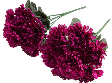 DPI künstlicher Chrysanthemenstrauß mit 7 Stielen (2 Stück) (Fuchsia)