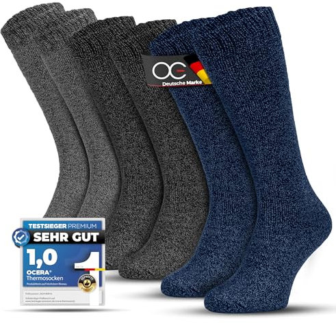 6 Paar Thermo Kniestrümpfe Herren - Warm und atmungsaktiv mit hohem Baumwollanteil, Vollfrottee, Softbund, Mouline Optik, kuschelige Wintersocken für kalte Tage - Mix Gr. 39-42