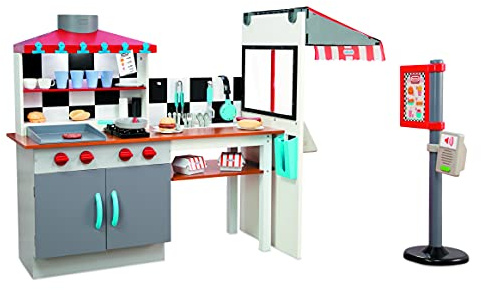 little tikes Echtholz Drive-In-Restaurant - 40+ Accessoires - Licht und Soundeffekte, beidseitig verwendbar - für draußen und drinnen - für fantasievolles, aktives Spiel - Mehrfarbig - Ab 3 Jahren