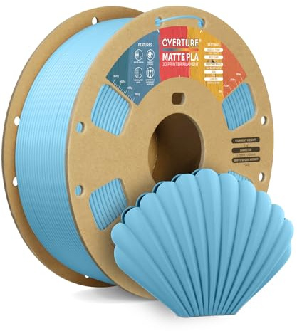 OVERTURE Matte PLA 3D Printer Filament 1.75mm, 1kg Light Blue | Frosted Matt Finish Hides Layer Lines, Accuracy +/- 0.02mm, Fit Most FDM Printer (Light Blue)