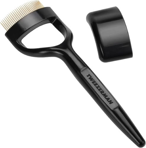 TWEEZERMAN Wimpernkamm für Runden Augen LASHCOMB 60 (Wimpernpinsel, Retuschier Pinsel), Schwarz