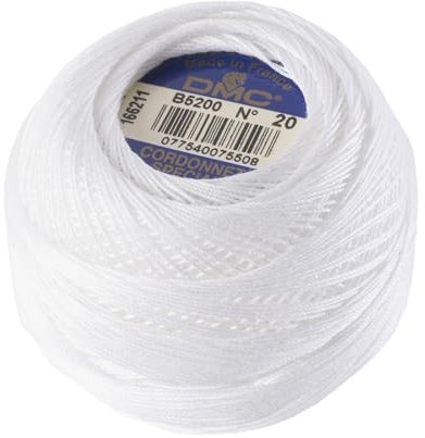 Merceria Pour Toi... Cordonetto DmC 20gr grossezza 20 30 40 50 60 70 80 100 Bianco B5200 Ecru Uncinetto Ricamo Filet cotonechiacchierino (B5200, 30)