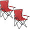 Trail Red Camping Chair Lightweight Folding Cup Holder Carry Bag 100kg Capacity (2 x Chairs)