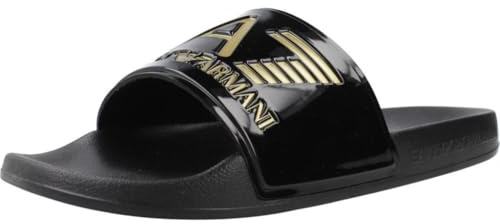 EA7 Men's Scarpe Logo Sliders, Black, 8 UK