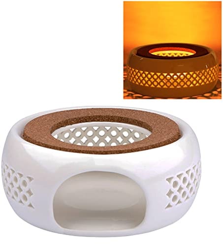 KEISSCO Teapot Warmer, Ceramic Teapot Heater with Cork Cushion Coffee Tea Warmer for Glass, Stainless Steel, Ceramic Teapot and Other Heatproof Dish Warming Use