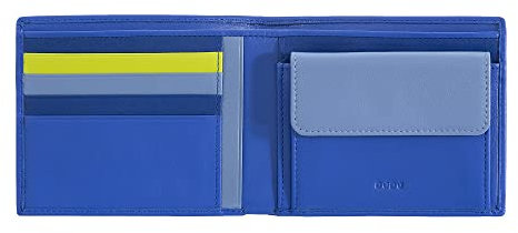 DUDU Bunte Herrenbrieftasche RFID aus Nappaleder mit Münzfach und Kartensteckfächer Kornblume