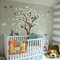 Großer Baum Wandaufkleber mit Vögeln, Eichhörnchen und Kaninchen Hasen Kinderzimmer Wanddekoration 095 (Braun, Weiß, Dunkelgrau)