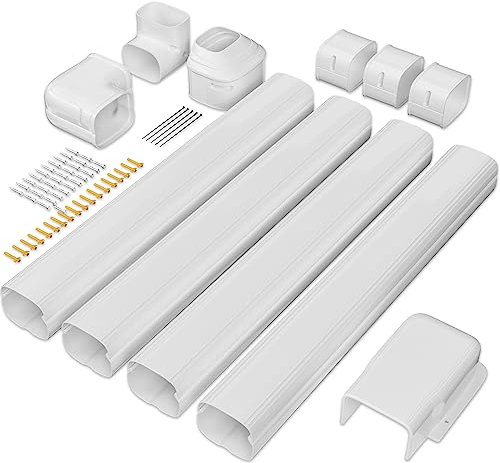 Cestluck Kit de cubierta de línea dividida mini de 3 pulgadas y 14 pies, kit de cubierta de tubería decorativa de PVC para aire acondicionado mini dividido, aire acondicionado central y bombas de