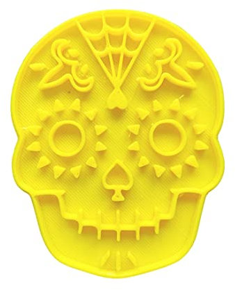 The Cookie Cutter Hub Emporte-pièce en toile d'araignée avec motif tête de mort 10 cm et embosseur assorti pour biscuits, argile, décoration de pâtisserie