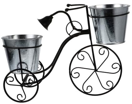 YARNOW Bike Plant Stand Outdoor Bicycle Planter, Metal Tricycle Planter Pot Decorative Flower Pot for Patio Garden Black Metal Wire Flower Pot Rack
