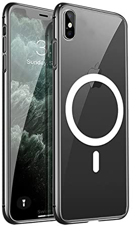 Gudoorla Magnetisch für iPhone X/XS Hülle [Kompatibel mit MagSafe] [Nie Vergilbung] Stoßfeste Schutzhülle (Militärschutz) Dünne Handyhülle iPhone X Case- Durchsichtig