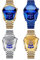 JewelryWe Herrenuhr Edelstahl Uhren Herren - 4pcs Analog Quarz Armbanduhr mit Edelstahl Armband 30 wasserdichte Kein Zeiger Konzeptuhr Motorrad Uhr für Männer Junge, 4 Farben Set
