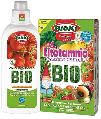 Bioki® kit contro il marciume apicale con Litotamnio ad elevato contenuto di Calcio e Magnesio e concime energizzante per pomodoro, anche per coltivazioni BIO
