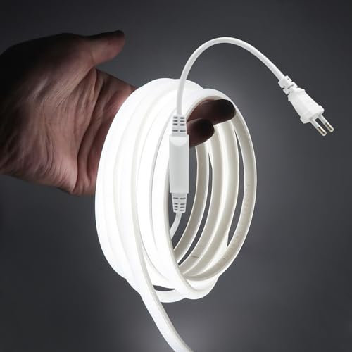 HEGEHE - Striscia neon COB LED 220V,striscia LED flessibile impermeabile tagliabile,design fai da te,camera da letto,soggiorno,sala giochi,cucina,decorazione di feste e negozi [1M,bianco 6000K]