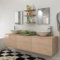BaraSh 10-TLG. Badmöbel-Set mit Waschbecken und Wasserhahn Beige Waschtisch Set Bad MöBel Modern