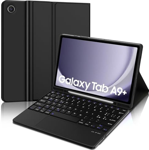 JADEMALL Clavier avec Trackpad pour Samsung Tab A9 Plus 11 Pouces, AZERTY Français Clavier Détachable avec Touchpad pour Galaxy Tab A9+/A9 Plus 11 SM-X210/X215/X218, Noir