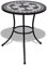 Coavain Bistrotisch Runder Mosaiktisch Metalltisch Kaffeetisch Gartentisch Klein Balkontisch wetterfes pflegeleicht für Balkon Garten Terrasse Wohnzimmer Schwarz 60x70 cm Höhe