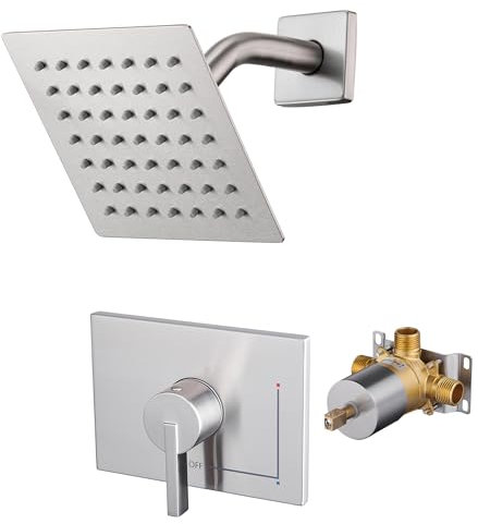 SOOOHOT Duschset, Duscharmatur-Set mit 15,2 cm Regenduschkopf, Einhand-Duschverkleidungsset, gebürstetes Nickel (Ventil im Lieferumfang enthalten)