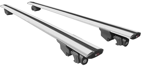 Kompatibel mit VW Tiguan Allspace 2016-2023 Dachträger Hook Gepäckträger Relingträger mit Schlüssel Alu GRAU